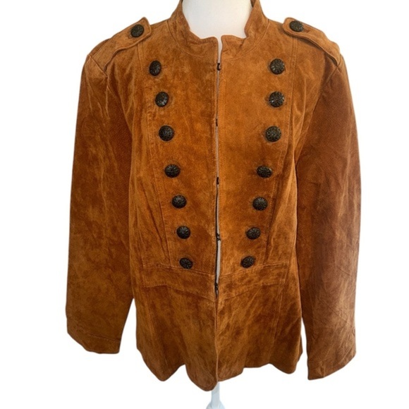 NWT Suede Military Jacket  Rust Brown Blazer Coat XL - Picture 1 of 12